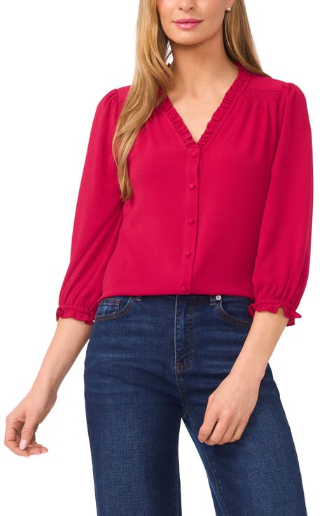 Ruffle V-Neck Blouse
