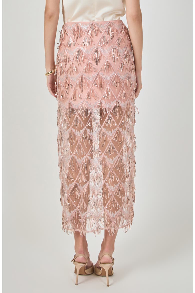 Beaded Fringe Sequin Maxi Skirt, Alternate, color, DUST PINK