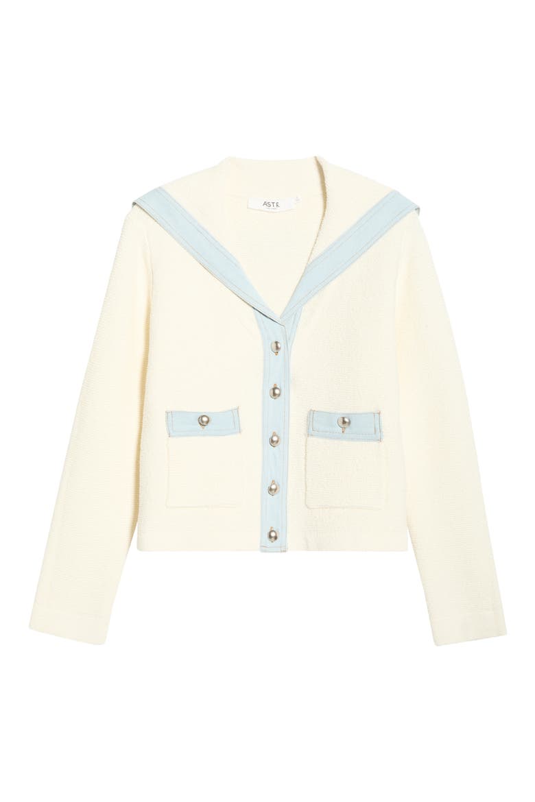 Briley Mixed Media Sailor Cardigan, Alternate, color, IVORY