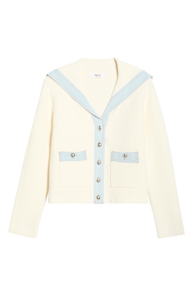ASTR the Label Briley Mixed Media Sailor Cardigan, Main, color, Ivory