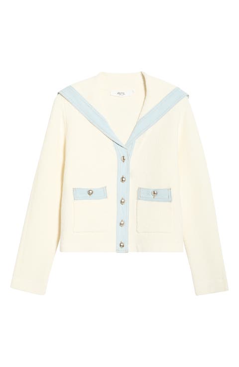 Briley Mixed Media Sailor Cardigan