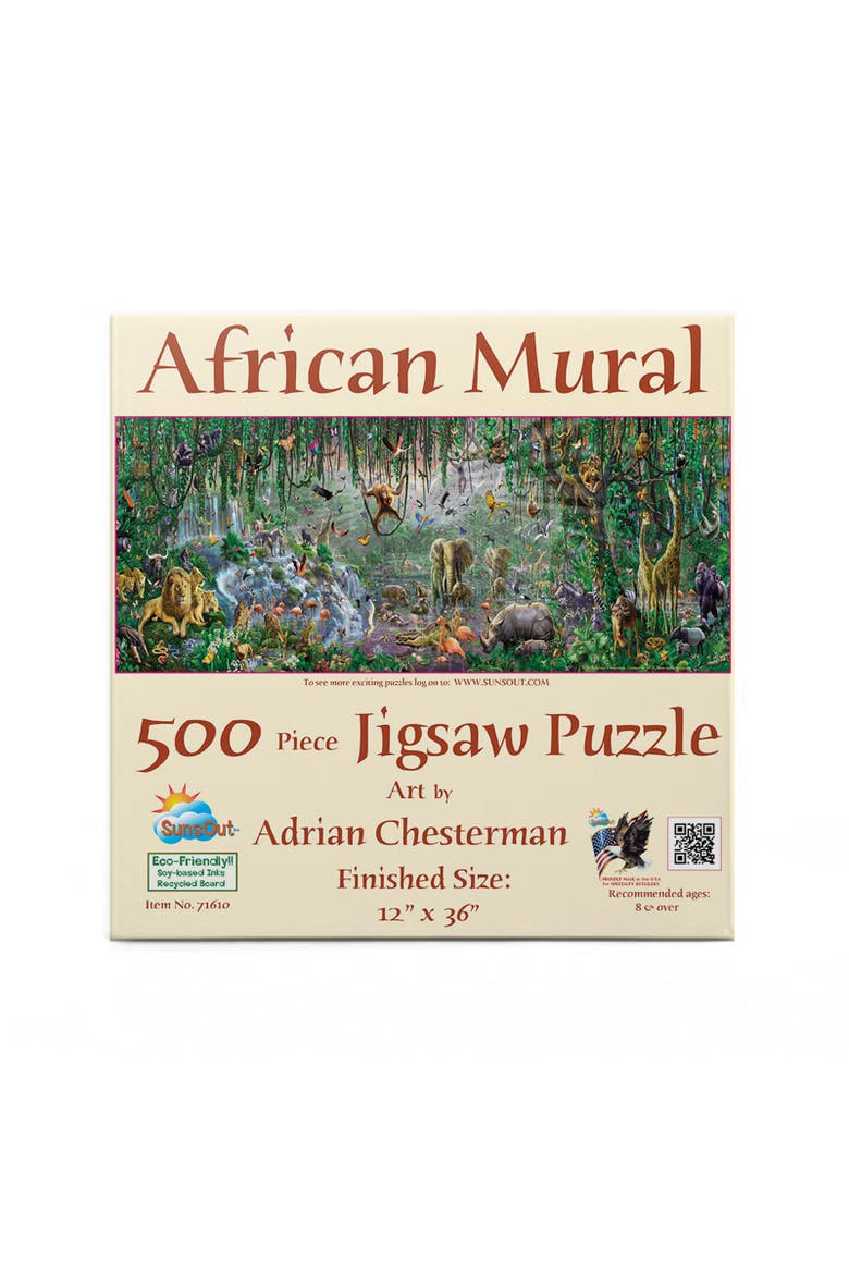 African Mural 500 piece Jigsaw Puzzle for Adults, Alternate, color, Multicolor