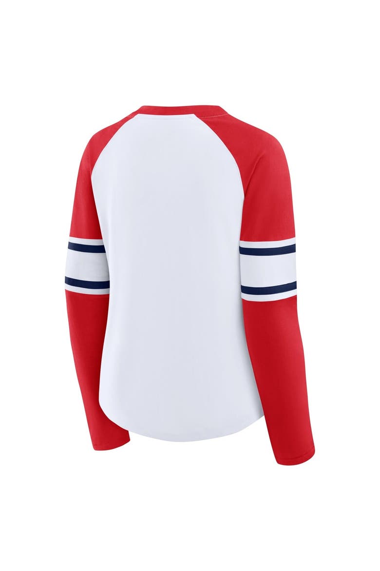 Women's Fanatics White/Red St. Louis Cardinals Blitz Package Raglan Lace-Up V-Neck Long Sleeve T-Shirt, Alternate, color, White