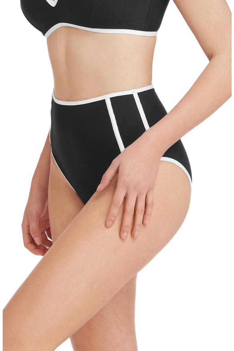 High Waist Swim Bottoms, Alternate, color, BLACK