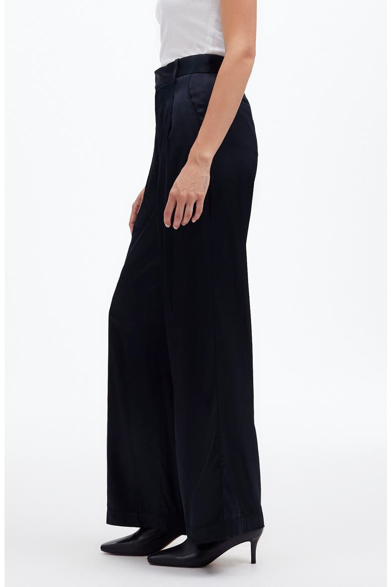 Superwide Leg Trousers in Stretch Satin, Alternate, color, TRUE BLACK