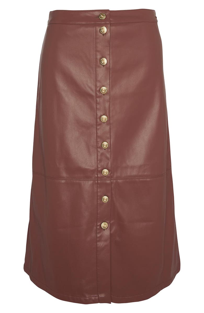 Barbour Alberta Faux Leather Skirt, Alternate, color, Cognac