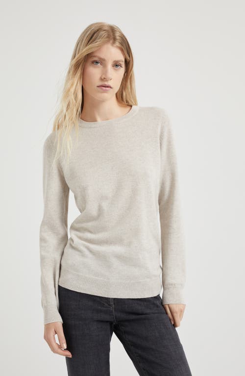 Brunello Cucinelli Round-collar And Long-sleeved Sweater In Oyster
