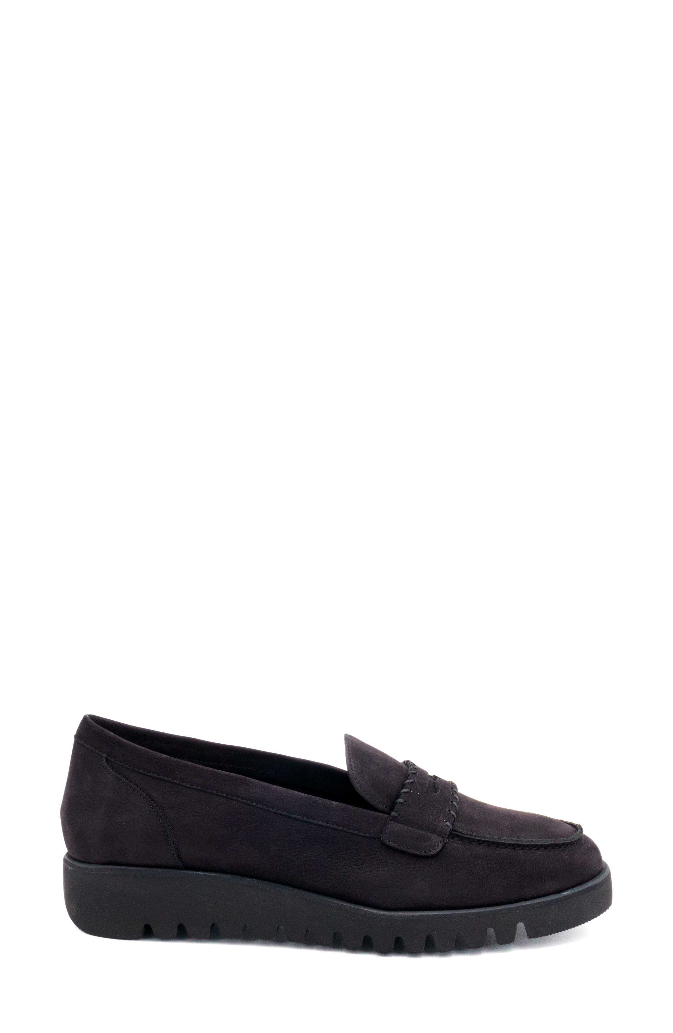 Amalfi by Rangoni Eolo Platform Penny Loafer, Alternate, color, Black Long Beach