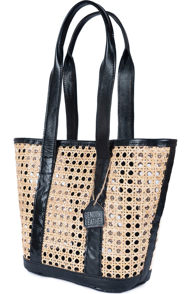 Jelavu Sandi Rattan & Leather Tote Bag, Alternate, color, Beige/ Black