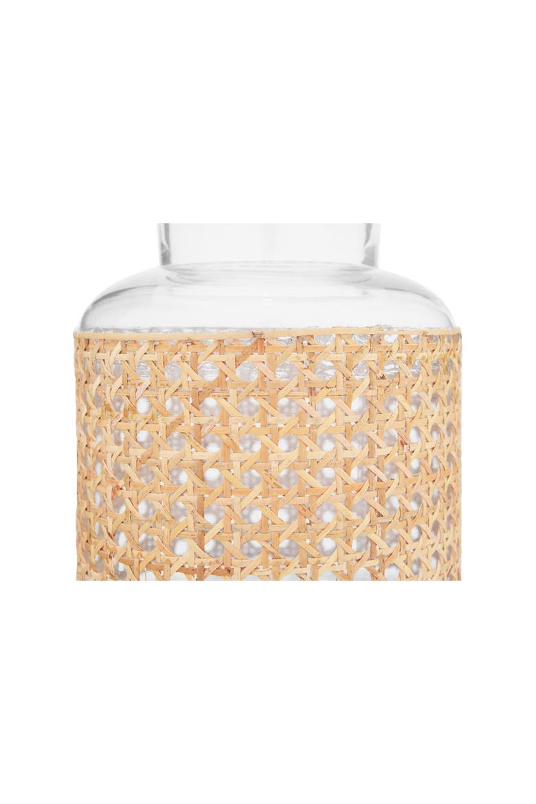Round Glass Jar Vase with Decorative Cane Sleeve, Clear and Natural, Alternate, color, Natural