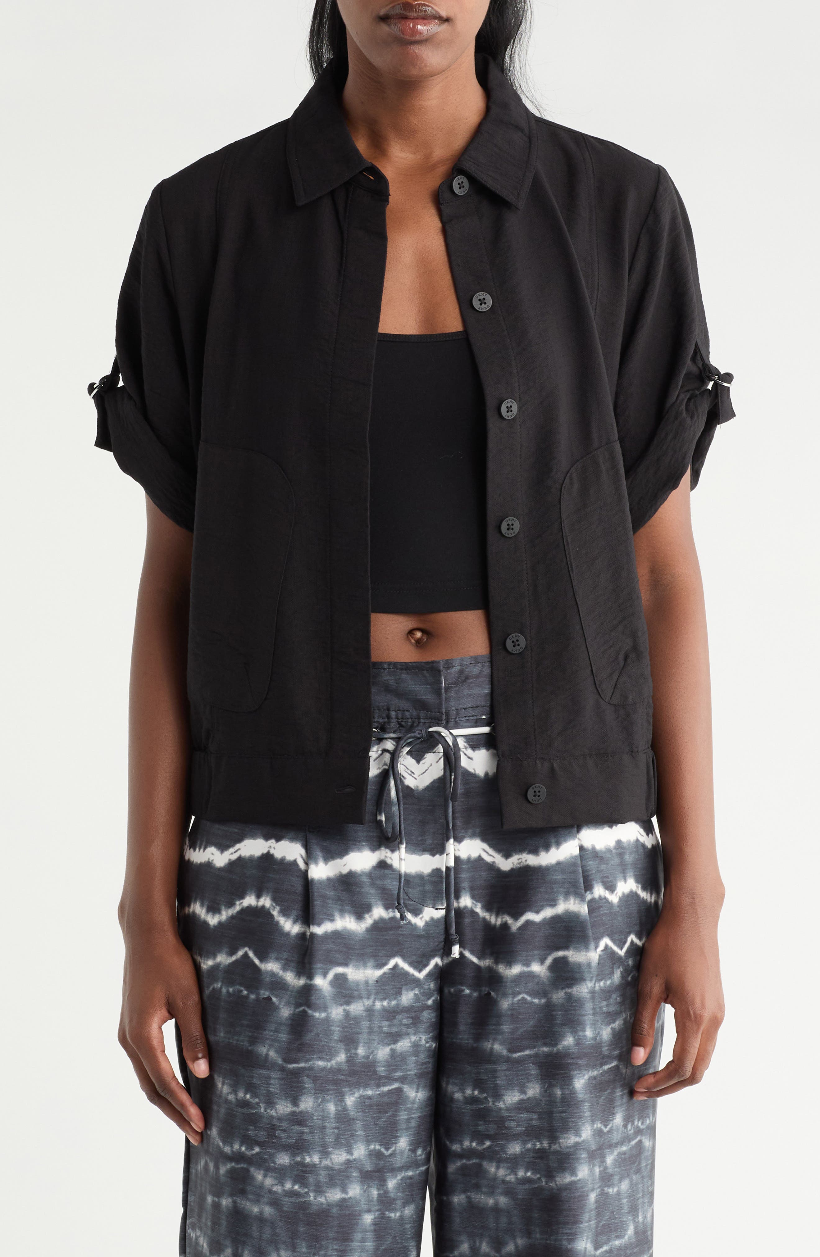 DKNY Short Sleeve Roll Tab Jacket