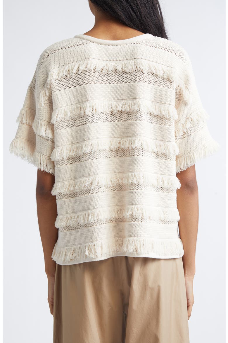 Garza Openwork Fringe Sweater, Alternate, color, IVORY