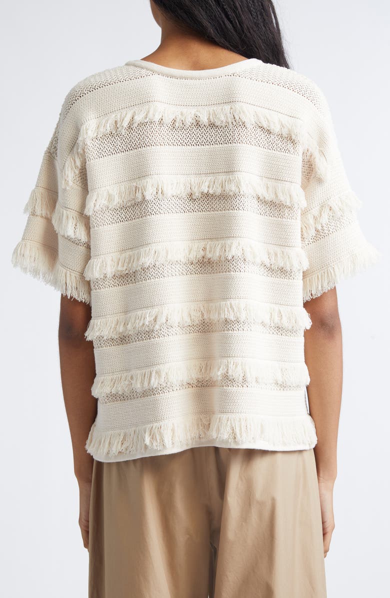 Max Mara Garza Openwork Fringe Sweater, Alternate, color, Ivory