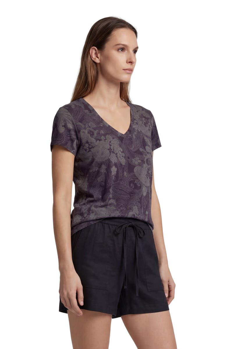 Lords of Harlech Paisley Explosion Womens V-neck Printed Top, Alternate, color, Paisley Explosion Black