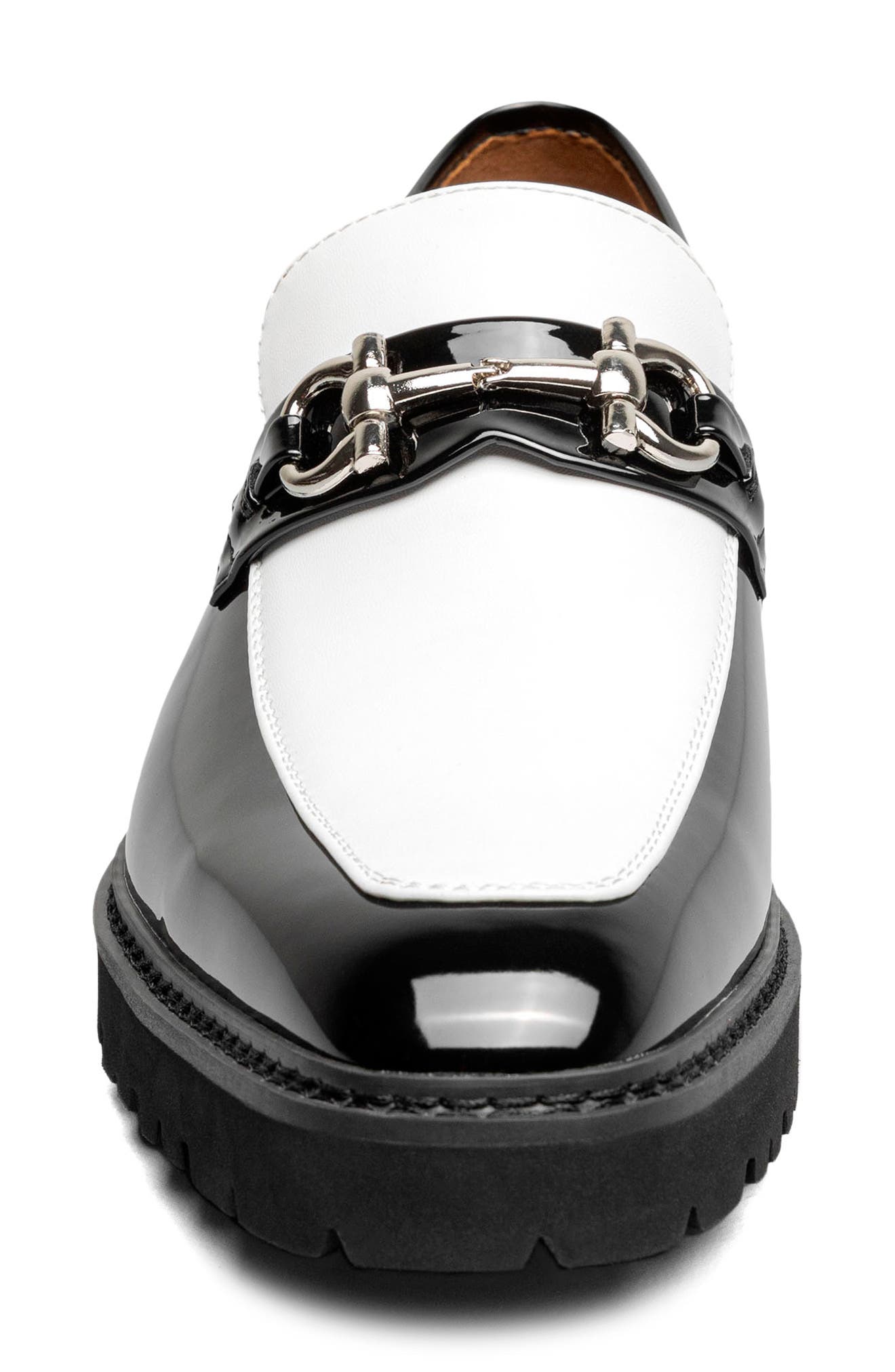 Carabello Moc Toe Bit Loafer, Alternate, color, BLACK/ WHITE