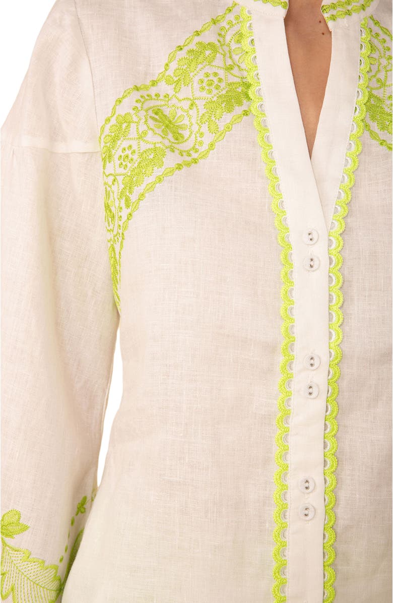 Hale Bob Kaia Embroidered Linen Top, Alternate, color, 