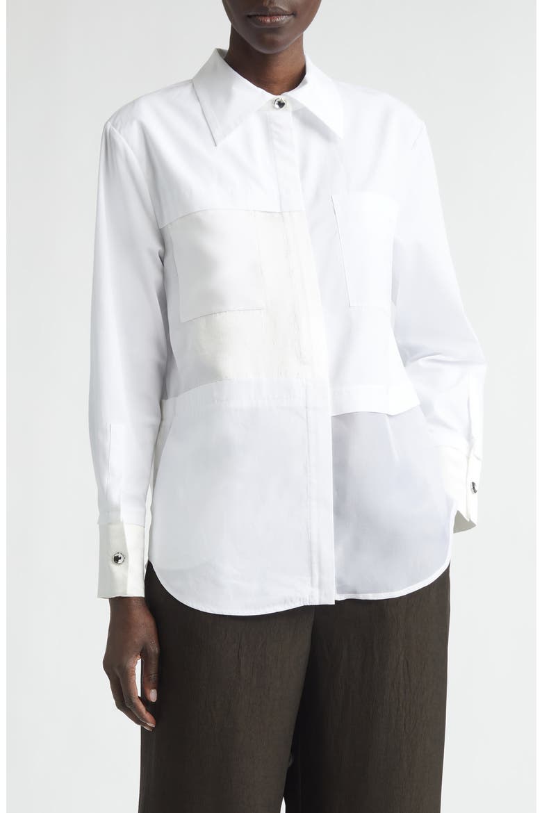 Collage Zip-Up Shirt, Main, color, WHITE
