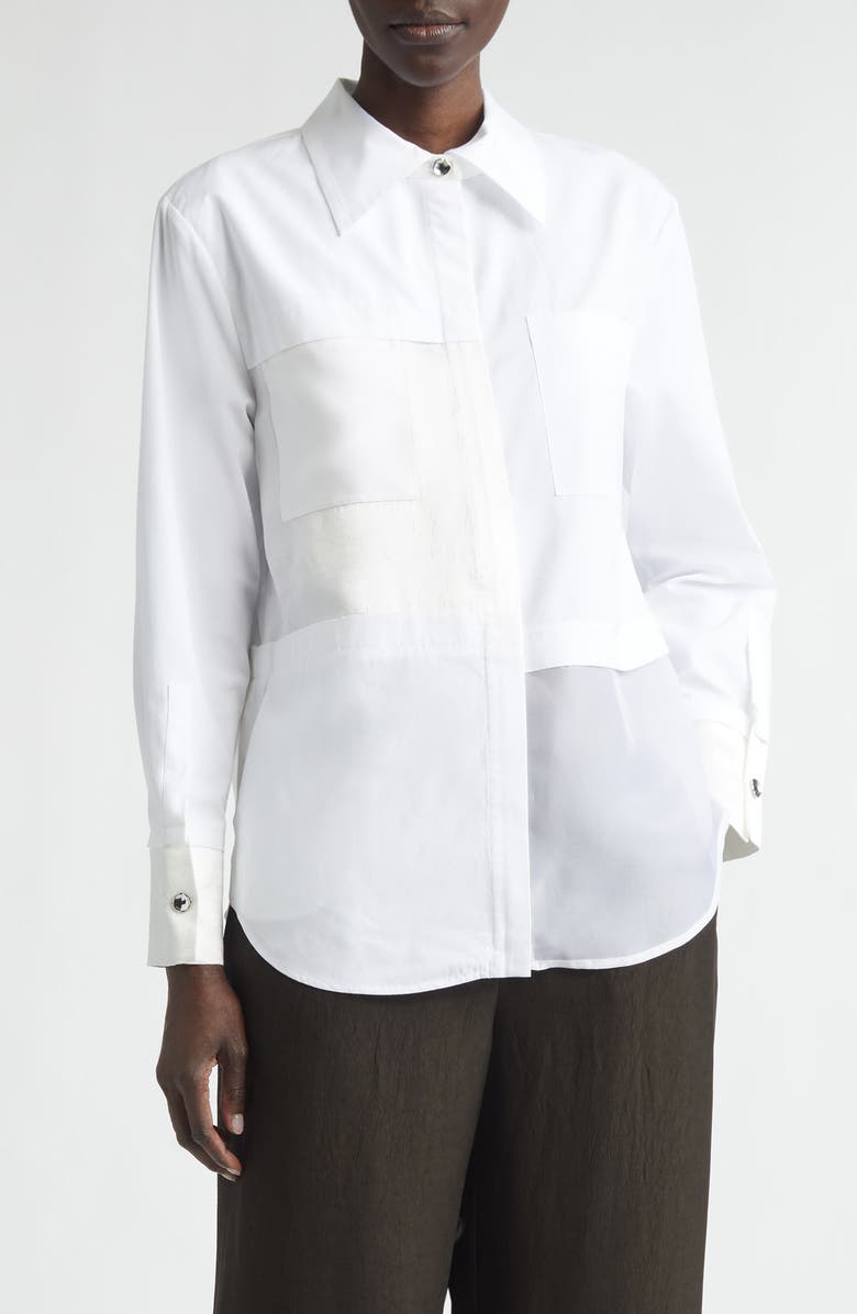 Jason Wu Collection Collage Zip-Up Shirt, Main, color, White