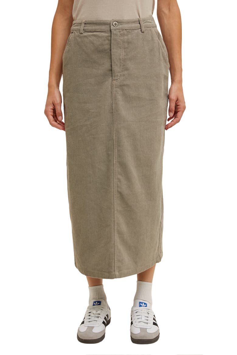 Corduroy Midi Skirt, Main, color, STONE