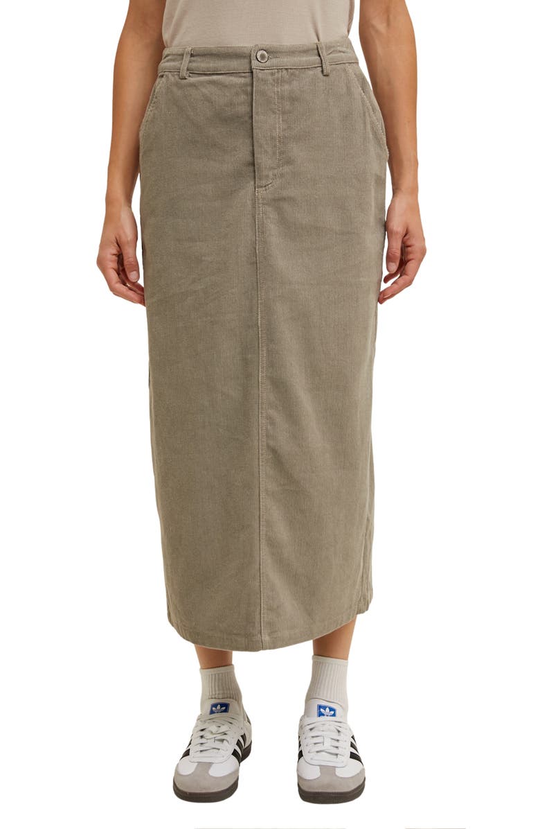 WISHLIST Corduroy Midi Skirt, Main, color, Stone