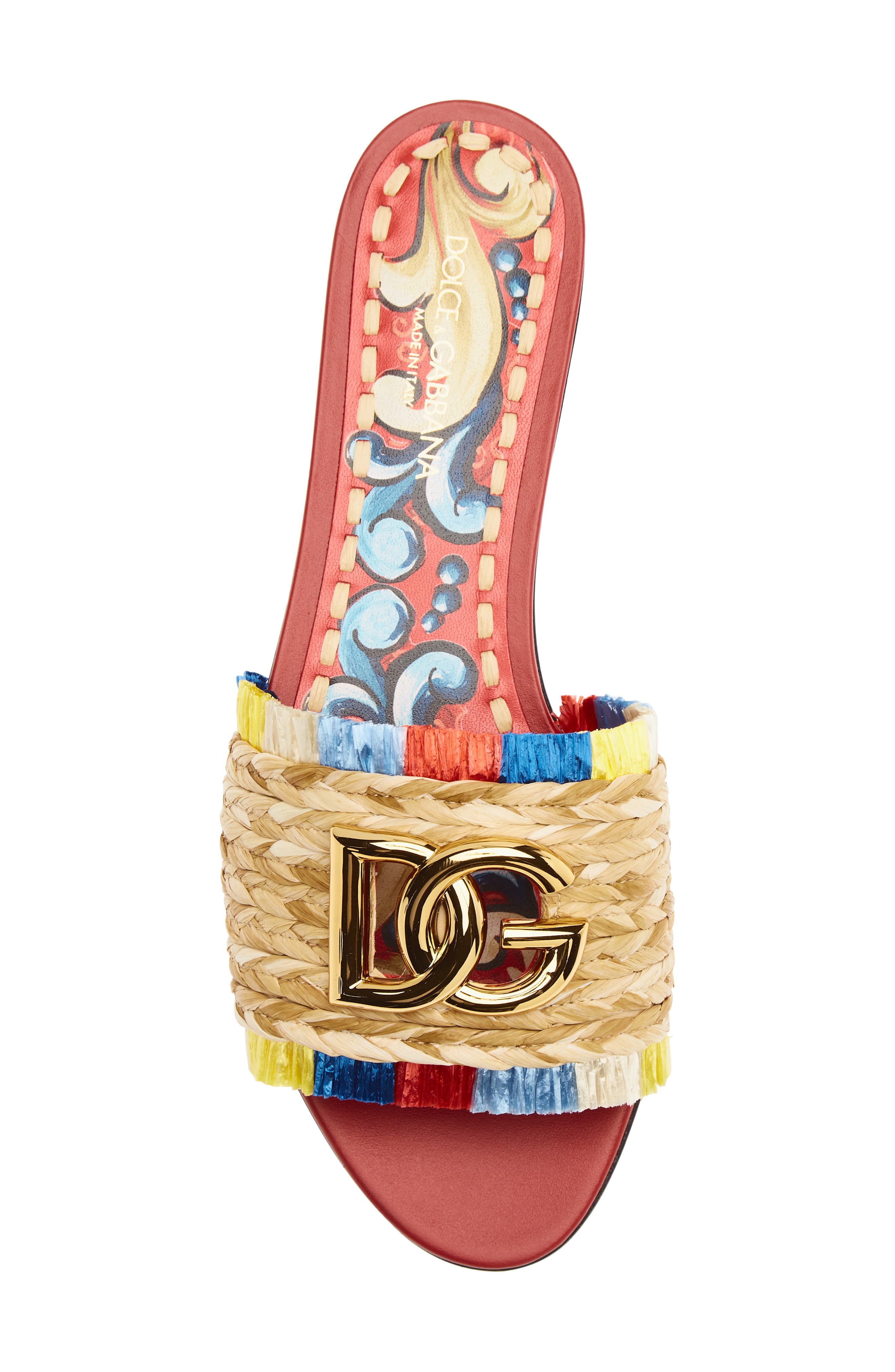 Bianca Raffia Fringe Slide Sandal, Alternate, color, 8N084 NATURALE/ MULTICOLOR