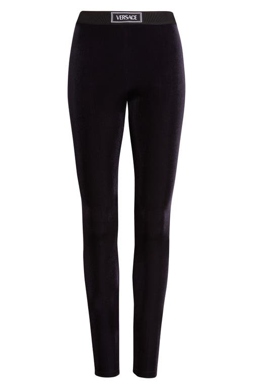 Versace Leggings With Logo In Black