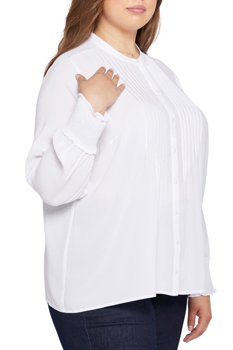 Pleat Smocked Peasant Blouse, Alternate, color, OPTIC WHITE