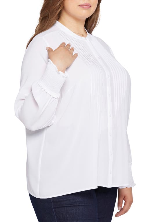 Nydj Pleat Smocked Peasant Blouse In White