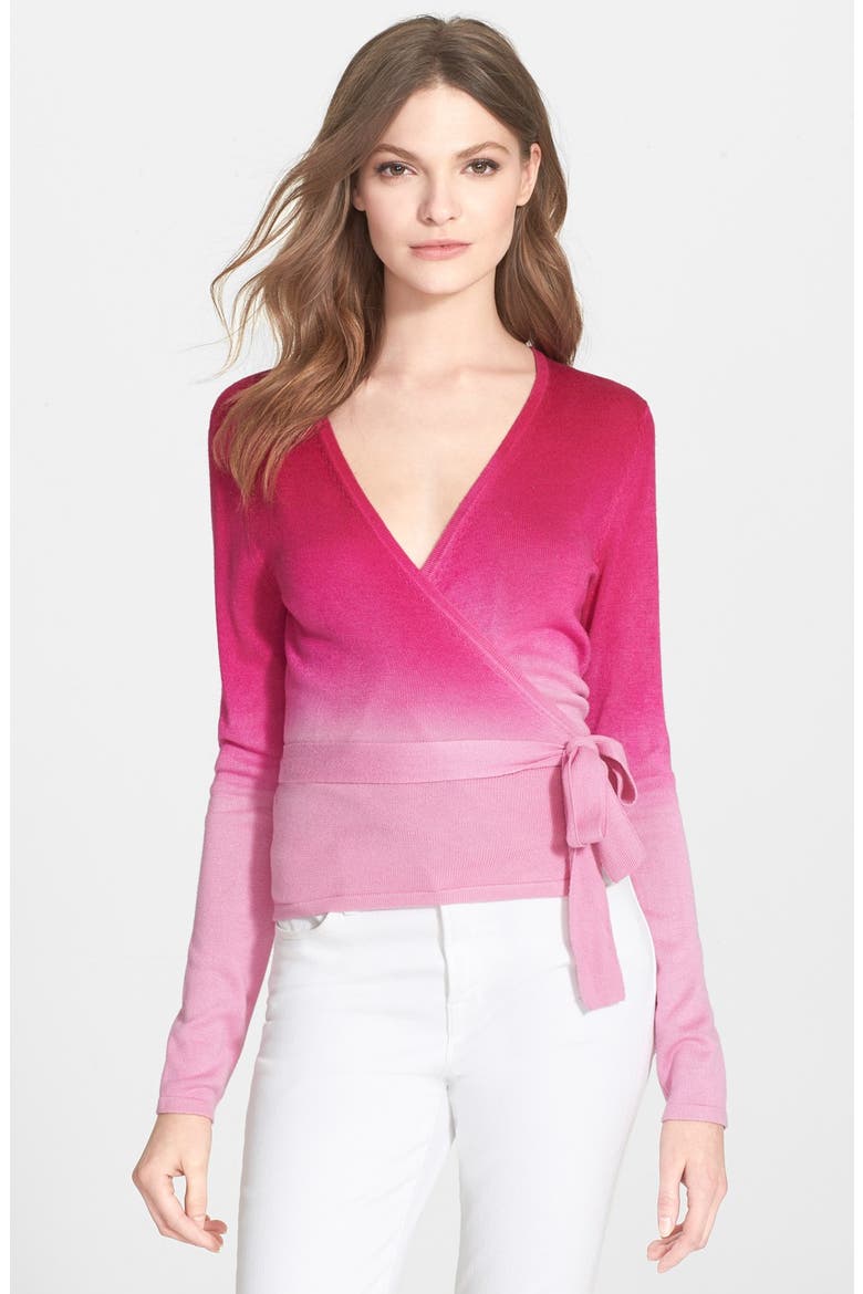 'Ballerina' Silk & Cashmere Wrap Sweater, Main, color, BEET OMBRE