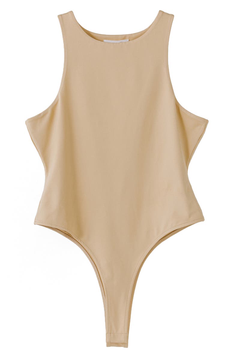 Grey Lab Solid Crewneck Bodysuit, Alternate, color, Taupe