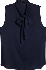 KOBI HALPERIN Tie Neck Sleeveless Stretch Silk Top