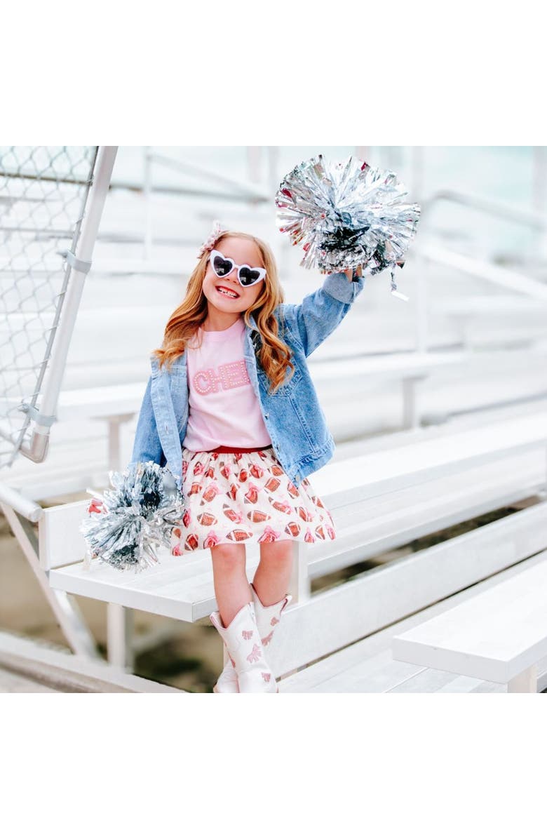 Sweet Wink Game Day Football Sequin Patch Denim Jacket, Alternate, color, 