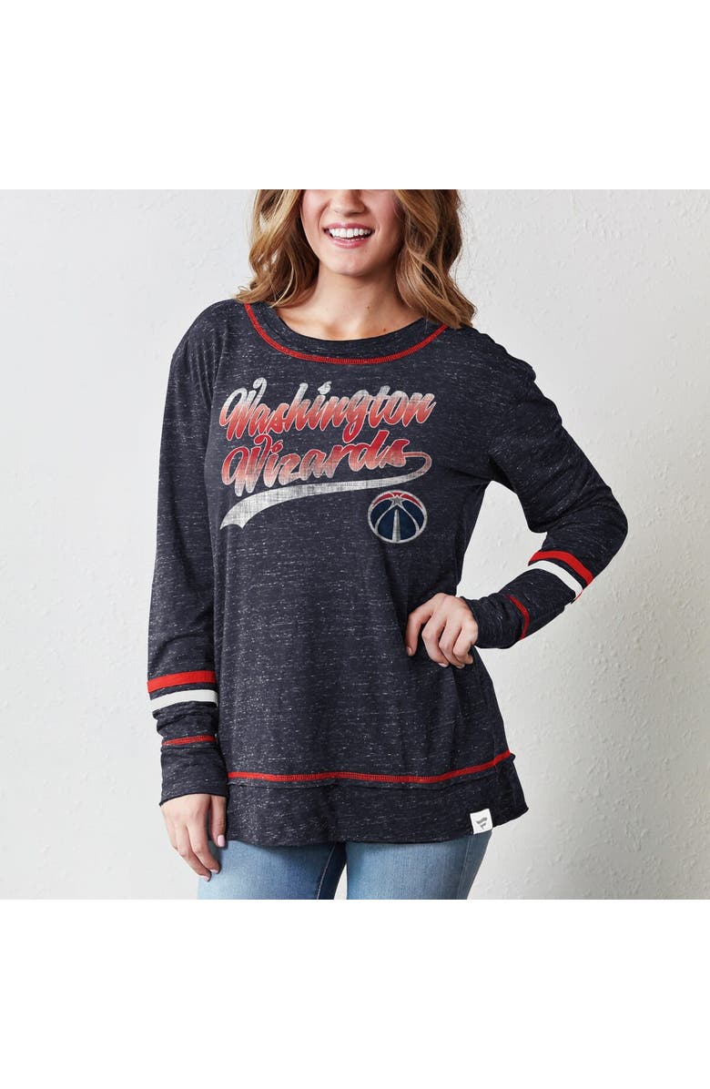 FANATICS Women's Fanatics Branded Navy/Red Washington Wizards Dreams Sleeve Stripe Speckle Long Sleeve T-Shirt, Alternate, color, 