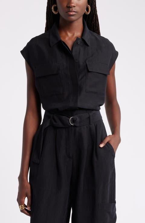 Dolman Sleeve Flap Pocket Button-Up Shirt