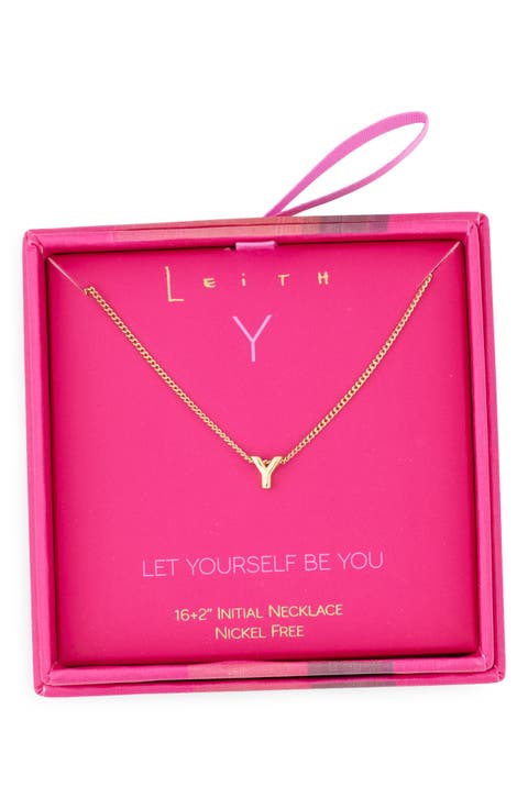 Let Yourself Be You Bubble Initial Pendant Necklace