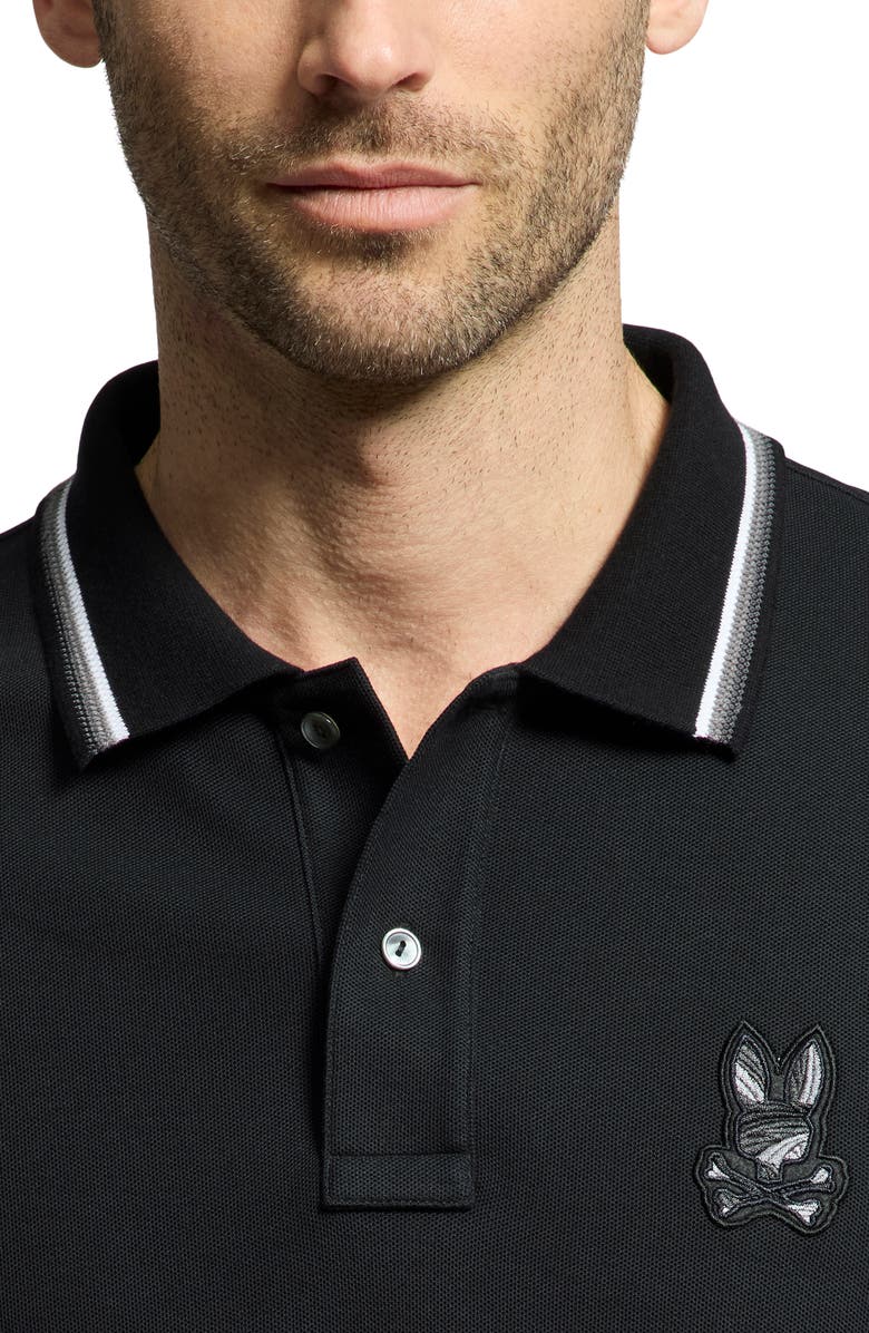 Psycho Bunny Baxter Tipped Pima Cotton Piqué Polo, Alternate, color, Blk