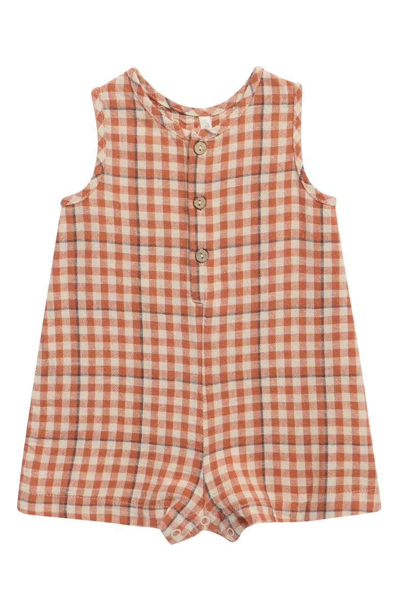 Rylee + Cru Mavrick Gingham Cotton Romper, Main, color, Poppy