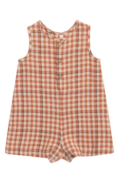 Mavrick Gingham Cotton Romper (Baby)