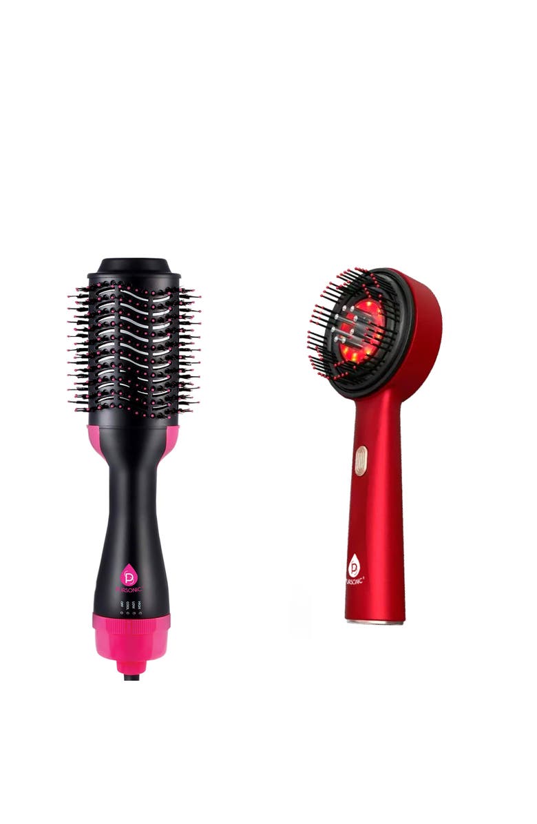 PURSONIC Ultimate Hair Rejuvenation & Styling Bundle - 3-in-1 LED Scalp Therapy Brush + One Step Volumizing Hair Dryer, Main, color, Multicolor