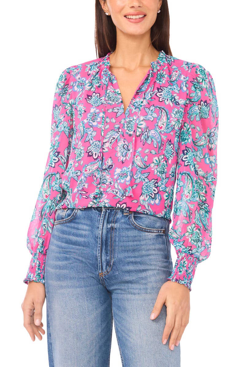 CeCe Split Neck Top, Main, color, Legacy Pink