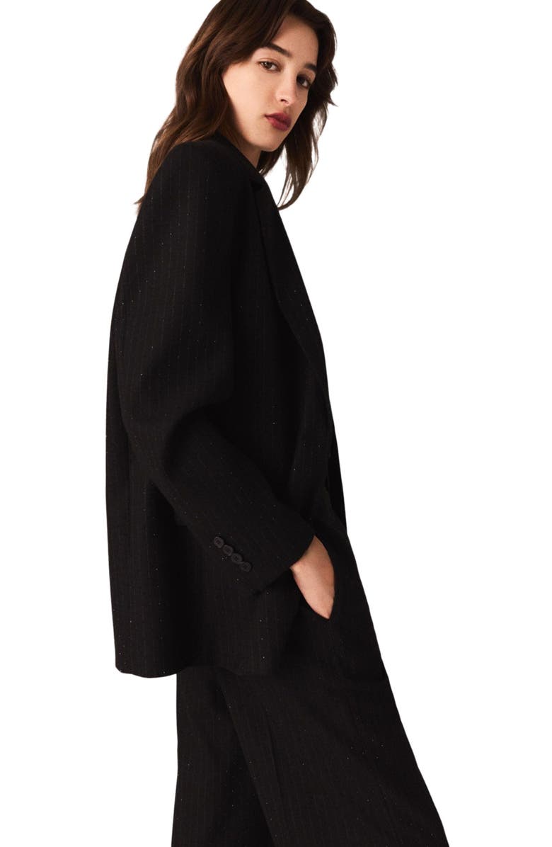 maje Rhinestone suit jacket, Alternate, color, Black