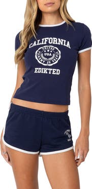 EDIKTED California Crop Graphic T-Shirt