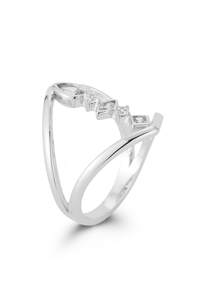 Cubic Zirconia Open Statement Ring, Alternate, color, SILVER