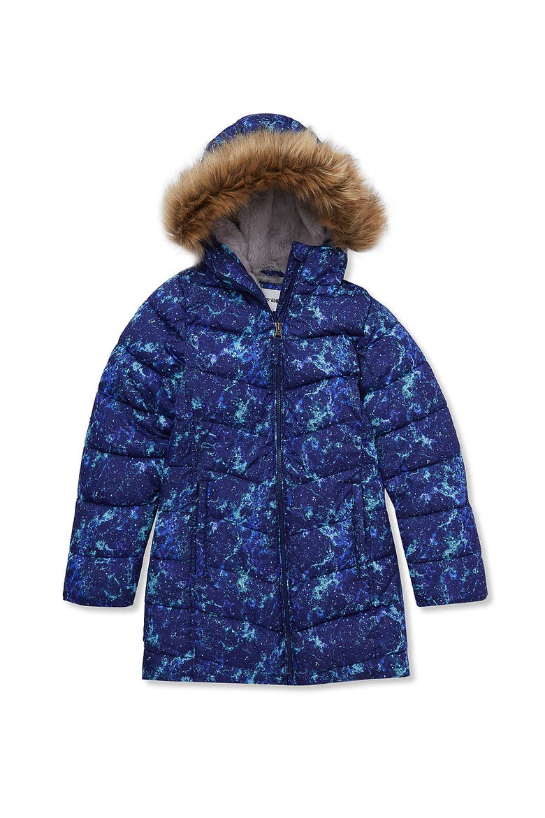 Girls Fleece Lined Coat, Main, color, Blue Night Space