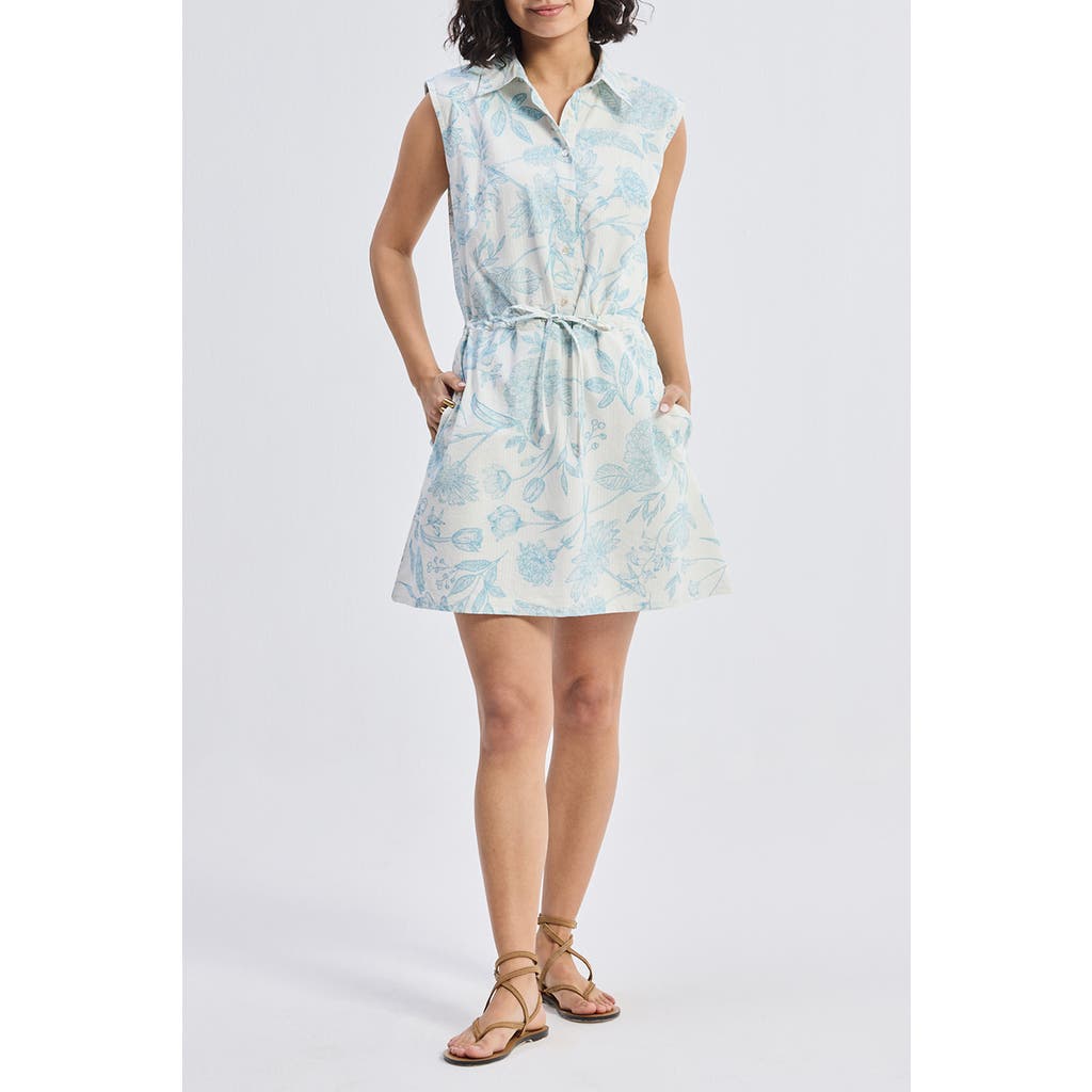 Reistor Drawstring Shirt Dress In Blue Florals In Floral Melody