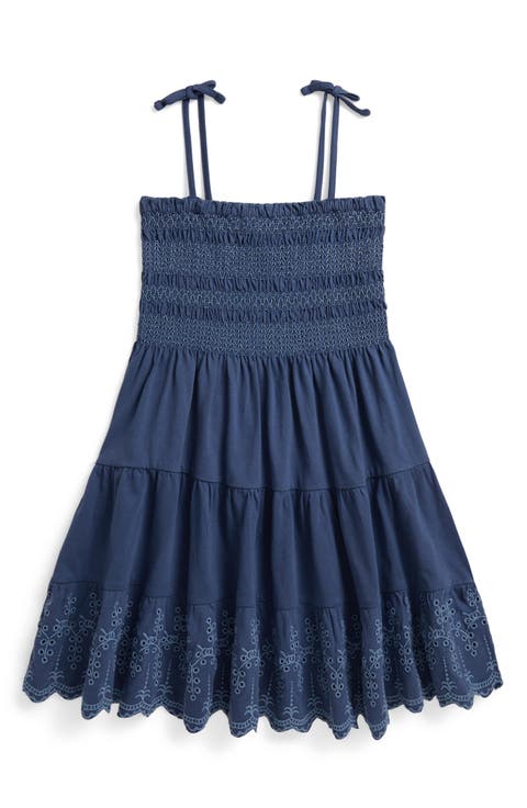 Kids' Smock Bodice Cotton Eyelet Sundress (Toddler & Little Kid)