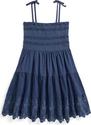 Polo Ralph Lauren Kids' Smock Bodice Cotton Eyelet Sundress