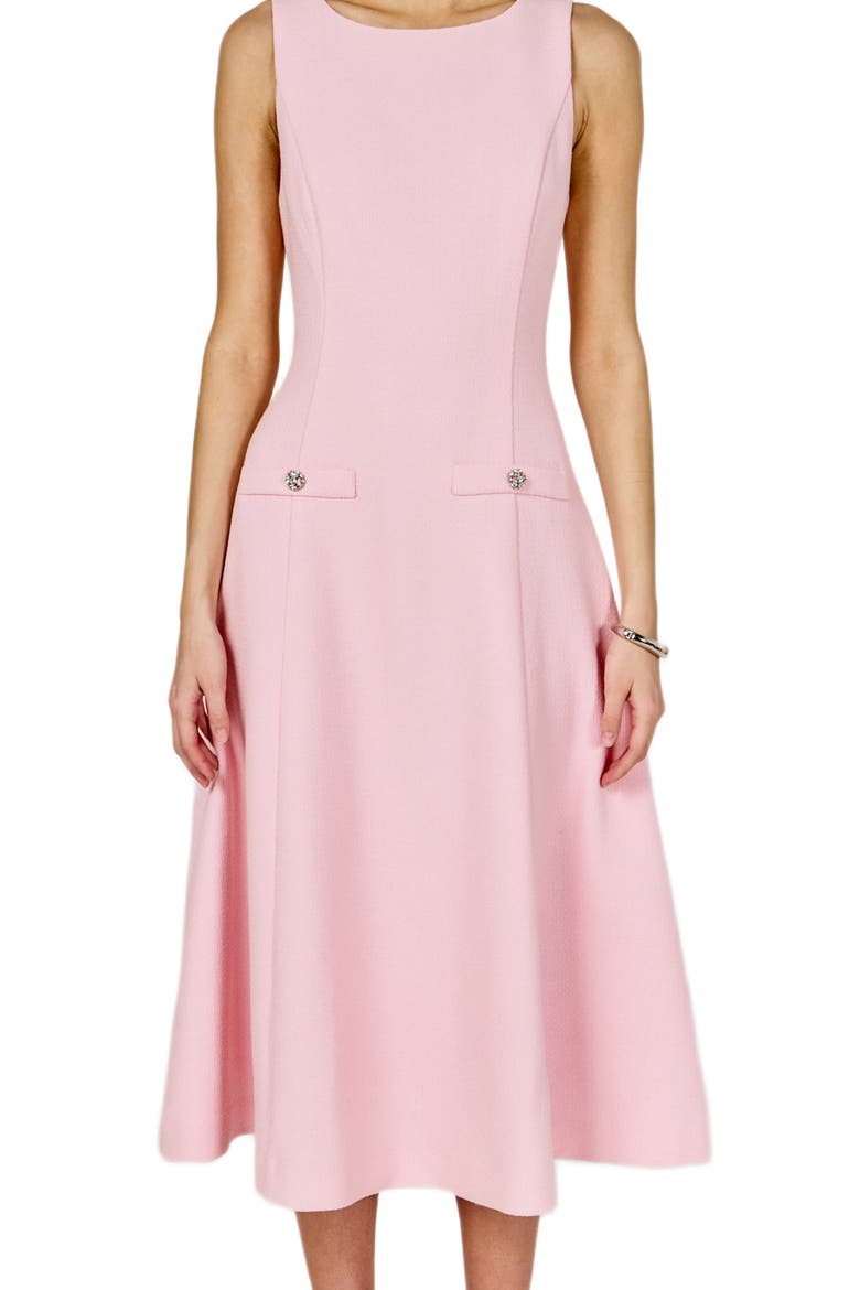 Sleeveless Tweed Midi Dress, Alternate, color, PINK