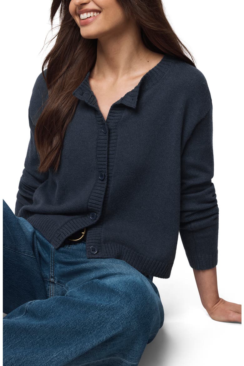 Amber Cropped Cardigan, Alternate, color, ICE NAVY