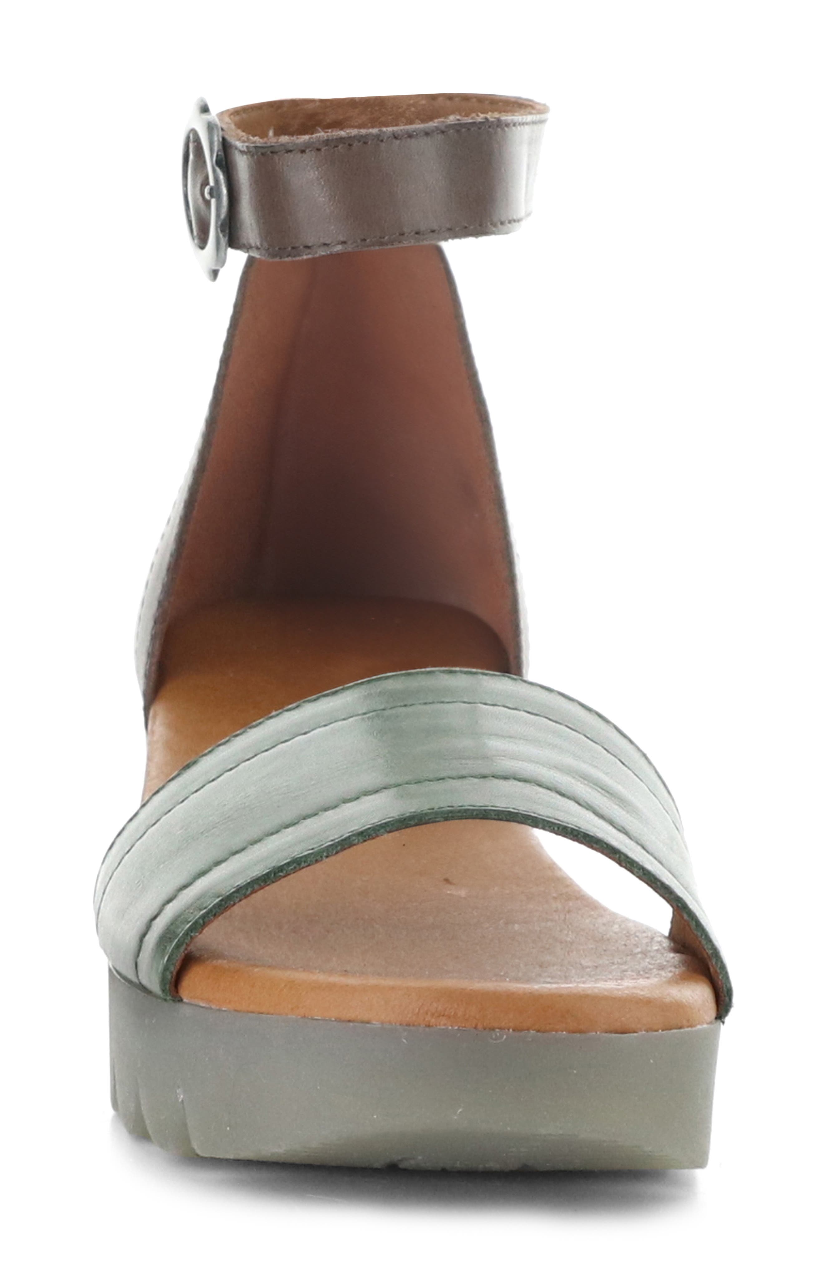 Voik Ankle Strap Platform Wedge Sandal, Alternate, color, GREEN/ BROWN
